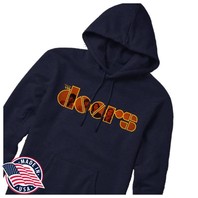 The Doors Merch Store The Doors Navy Logo Long Sleeve Shirt The Doors Merch Store The Doors Navy Logo Zip Up Hooded Sweatshirt