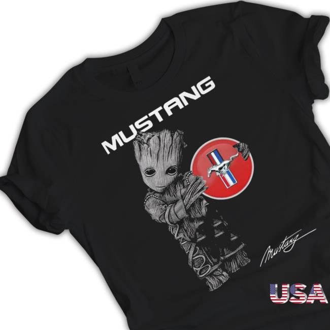 Baby Groot Hug Mustang Logo 2023 Hoodied Sweatshirt