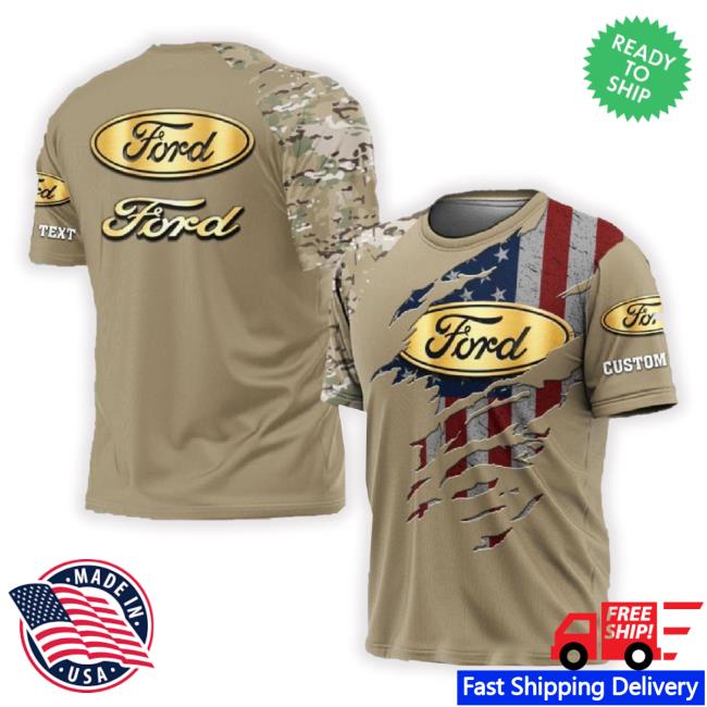 Ford Logo Flag Pattern Custom Name 3D Unisex Sweatshirt