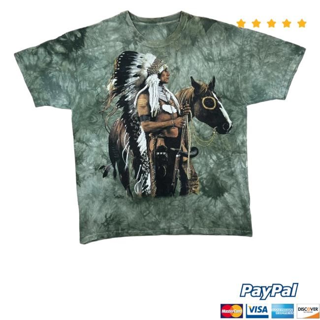 The Mountain Native American Horse Animal Nature Graphic Green Tie Dye Shirt
