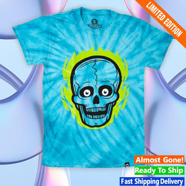 Official Beistle Flaming Skull Tie Dye Tee Shirt
