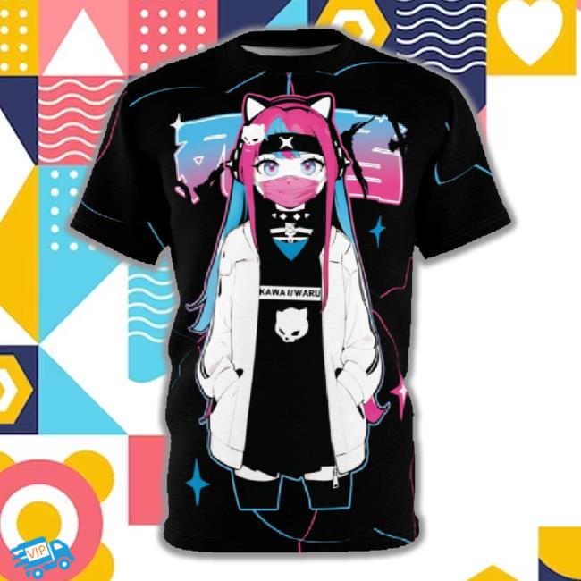 Meena - Creepy Cute Skeletal Kawaii Anime Girl Unisex Aop Cut & Sew T-Shirt