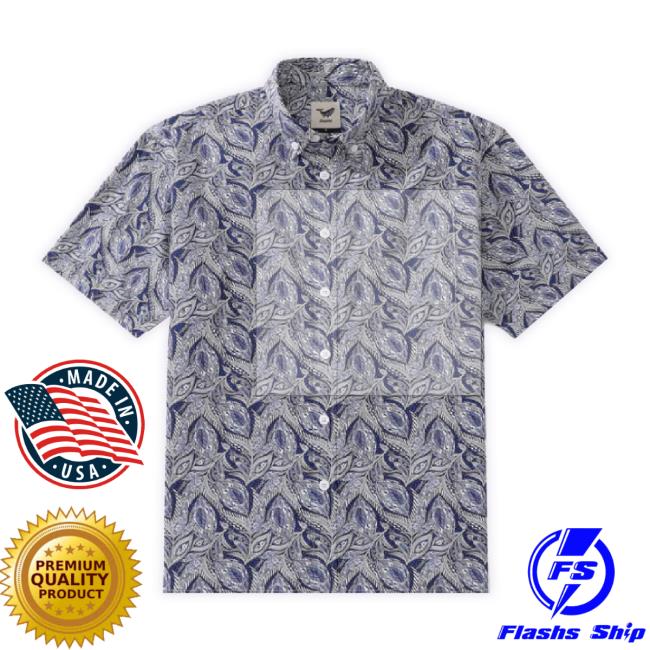 Official Men's Hawaiian Shirt Floral Pattern Series 1 Elm Tree Print Cotton Button-Down Short Sleeve Aloha Shirts