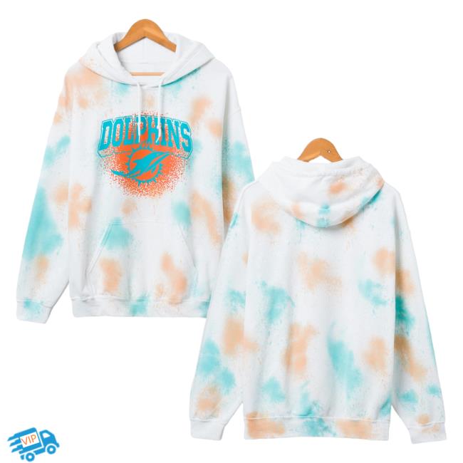 Official Junk Food Apparel Clothing Store Shop Tie-Dye Junkfoodclothing Miami Dolphins Tie Dye Pullover Hoodie