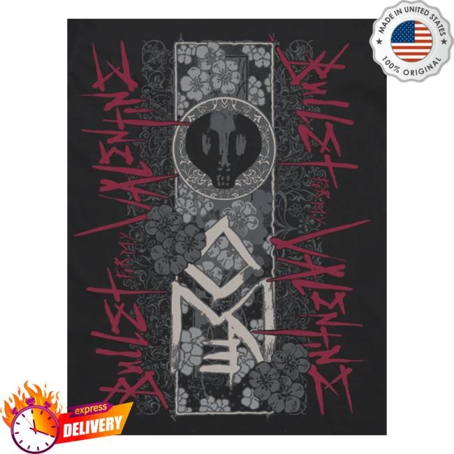 Bullet For My Valentine Merch Store Floral Skull Scroll Black Sweatshirt