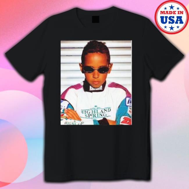 Lewis Hamilton Wearing Image Of Himself As A Young Kid In A Serious Pose Shirt
