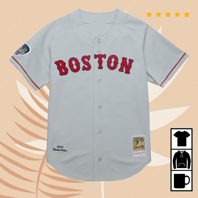 Boston Red Sox David Ortiz Mitchell & Ness Gray 2004 Cooperstown Collection Authentic Throwback Jersey New Shirt