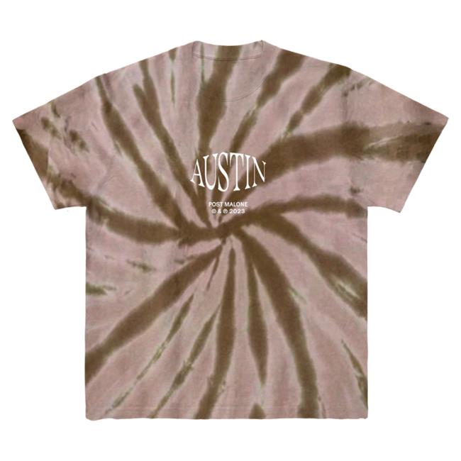Official Post Malone Apparel Clothing Merch Store Tie-Dye Post Malone Austin Brown Tie Dye T-Shirts PostMalone Shop