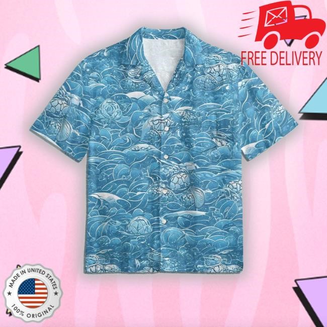 Maturelion Storm Waves Button-Down Beach For Hawaiian T Shirts