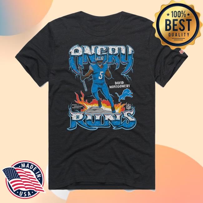 Homage Store Angry Runs 2024 Lions David Montgomery T-Shirt