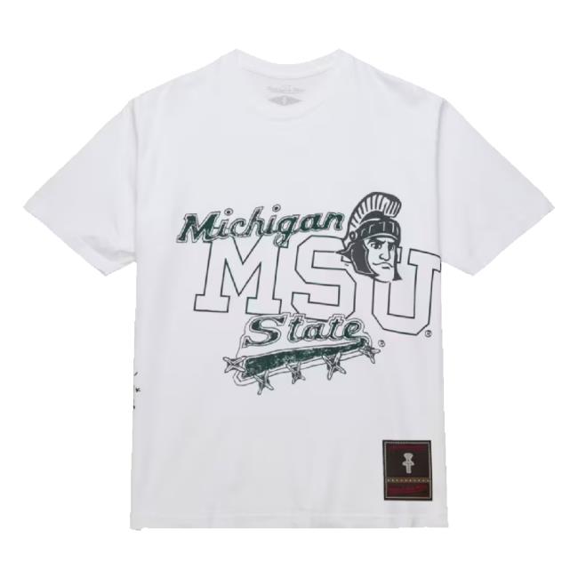 Trending Michigan State Spartans Cj X M&N Unisex Hand-Drawn Shirts - White Cactusjackfanatics Shop